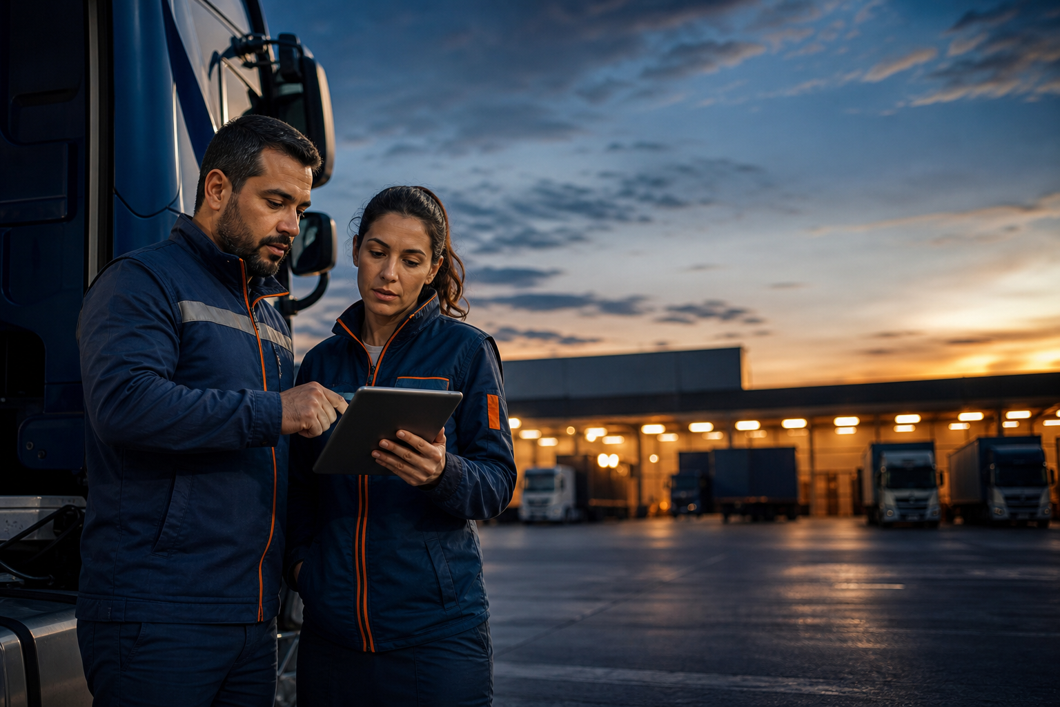Equipe de logística acompanha uma operação em frente ao terminal